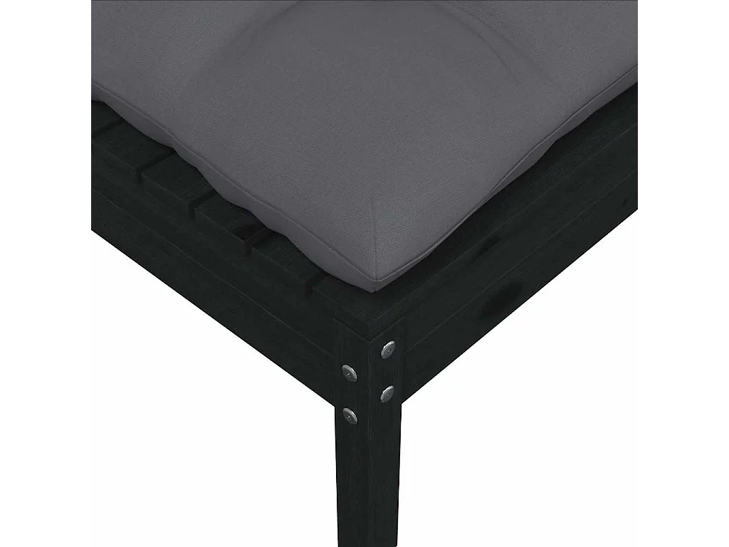 Gartensofa 2-Sitzer mit Kissen in Schwarz Massivholz Kiefer