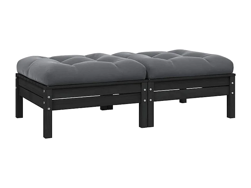 Gartensofa 2-Sitzer mit Kissen in Schwarz Massivholz Kiefer