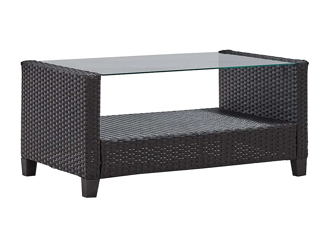 Canapés de jardin 6 pcs avec coussins Résine tressée Noir