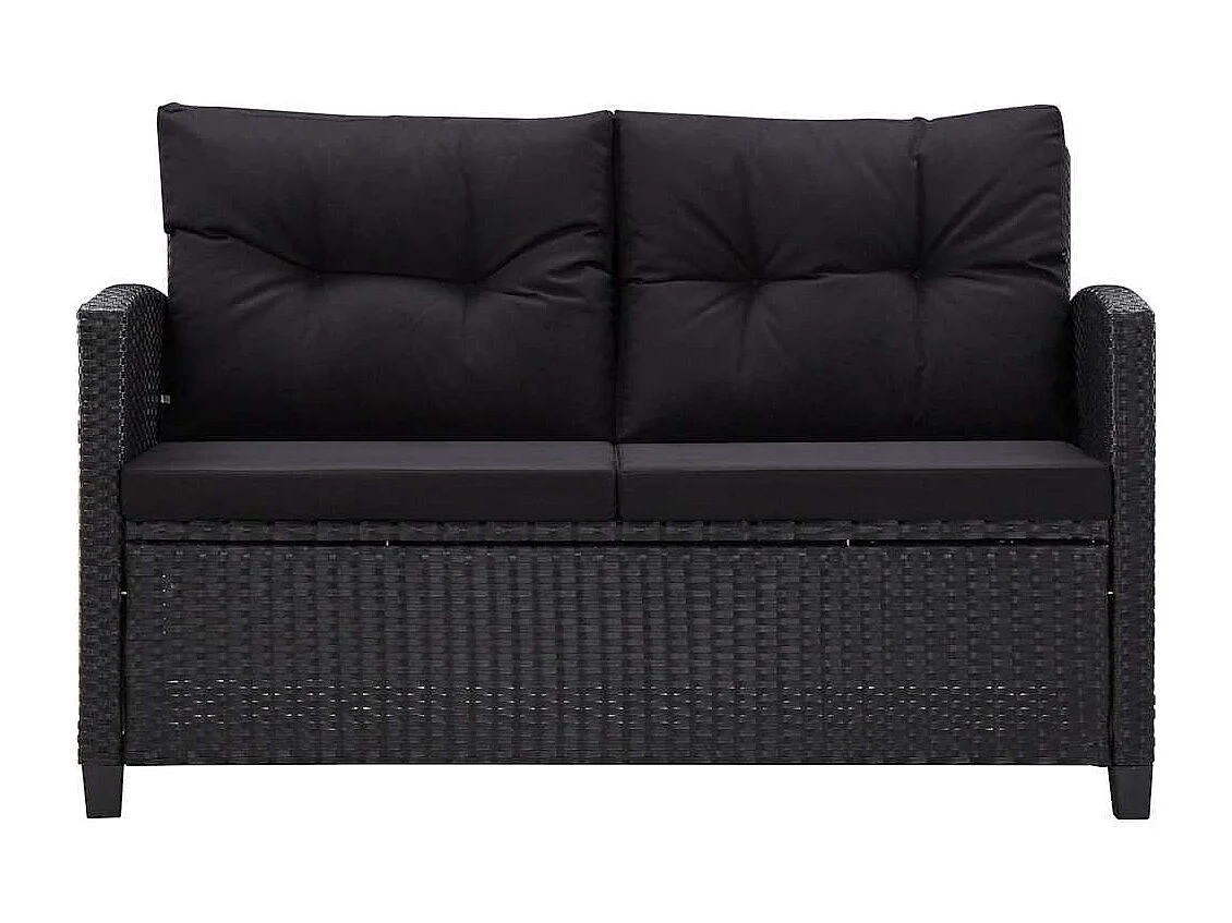 Canapés de jardin 6 pcs avec coussins Résine tressée Noir