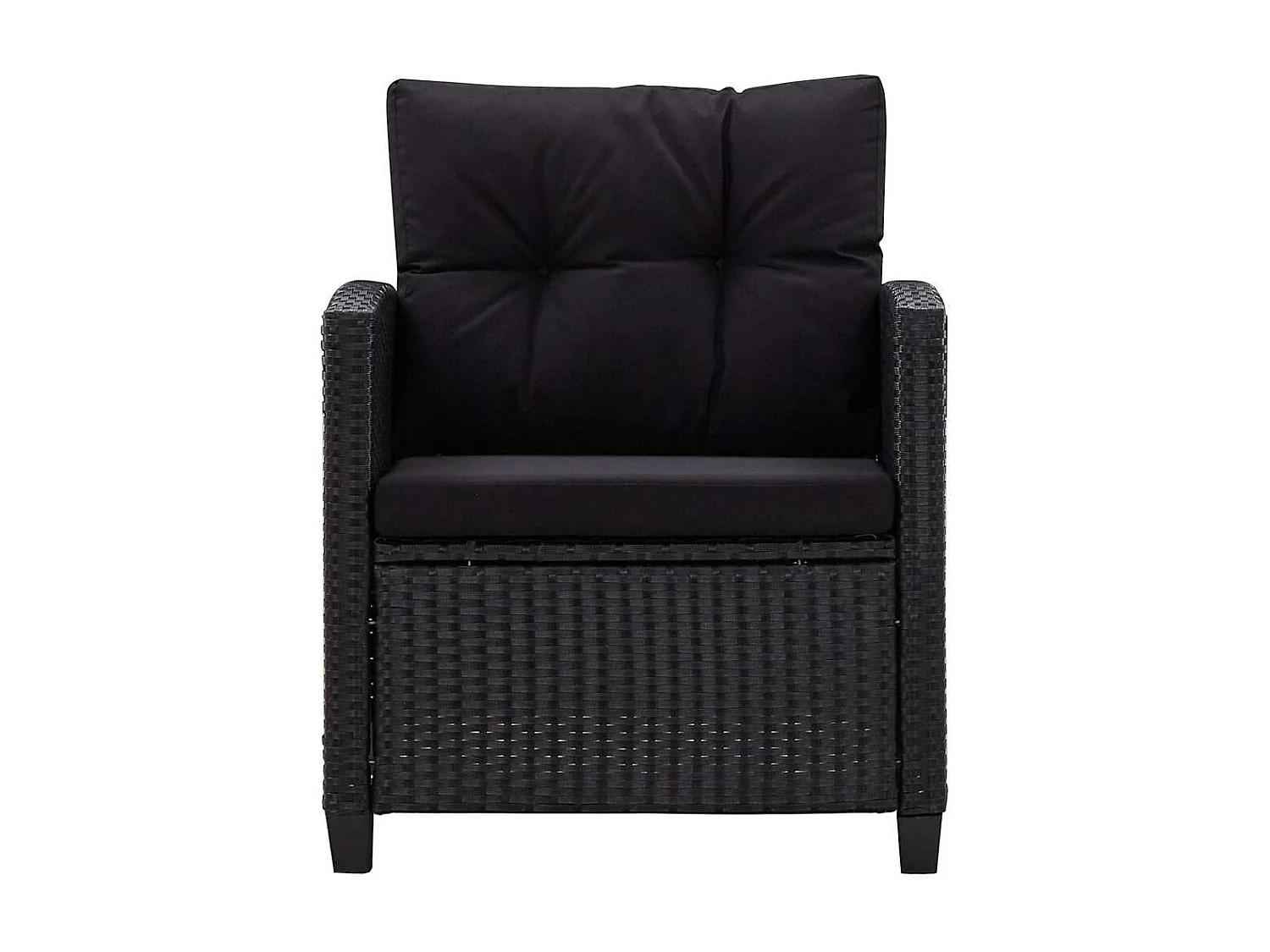 Canapés de jardin 6 pcs avec coussins Résine tressée Noir