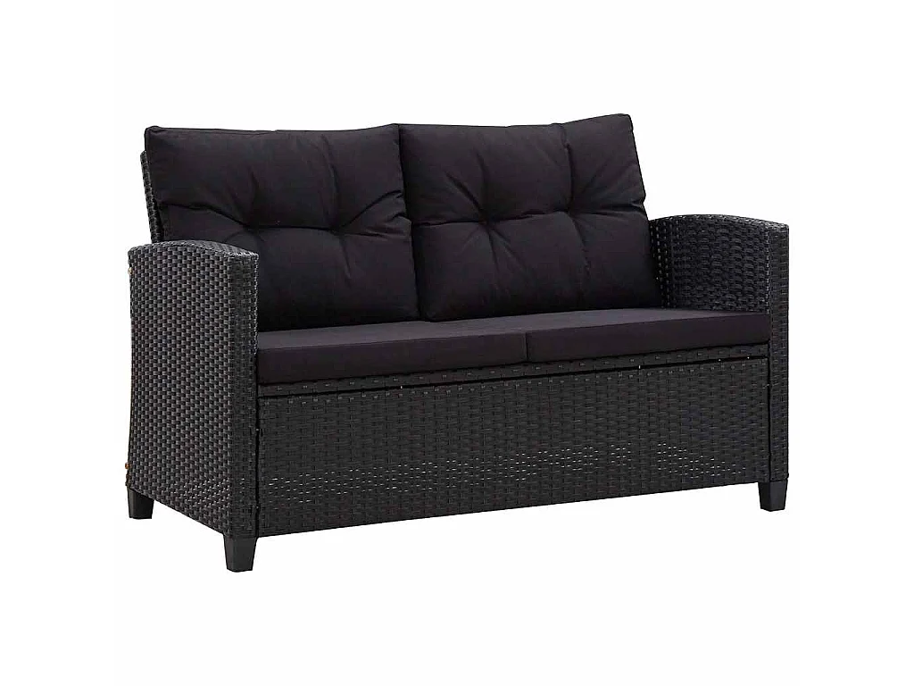 Set Divani da Giardino 6 pz con Cuscini in Polyrattan Nero