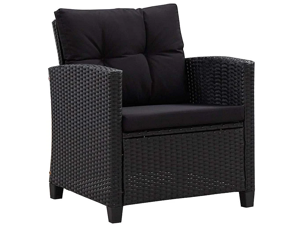 Set Divani da Giardino 6 pz con Cuscini in Polyrattan Nero