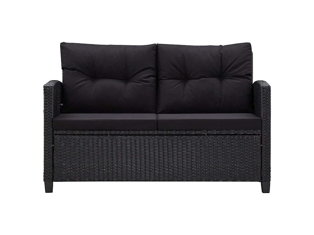Set Divani da Giardino 6 pz con Cuscini in Polyrattan Nero
