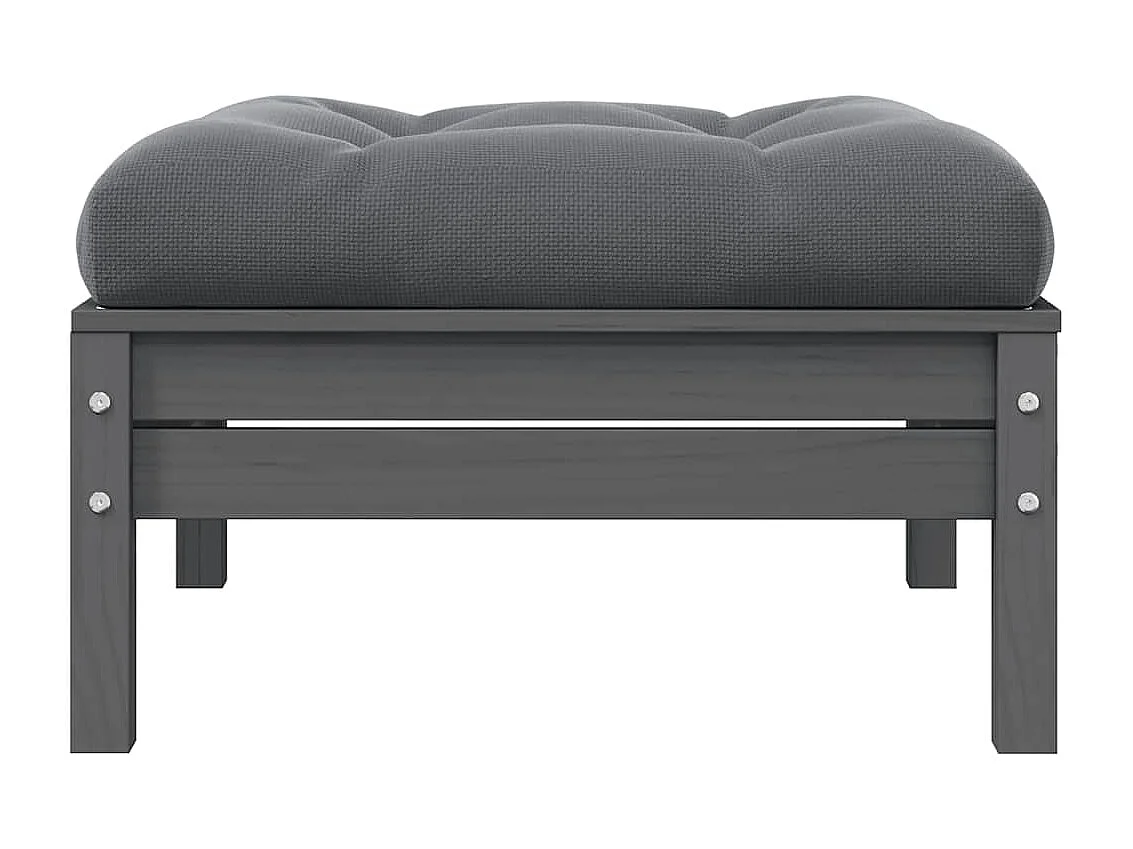 Canapé 2 places de jardin et coussins Gris Bois de pin solide