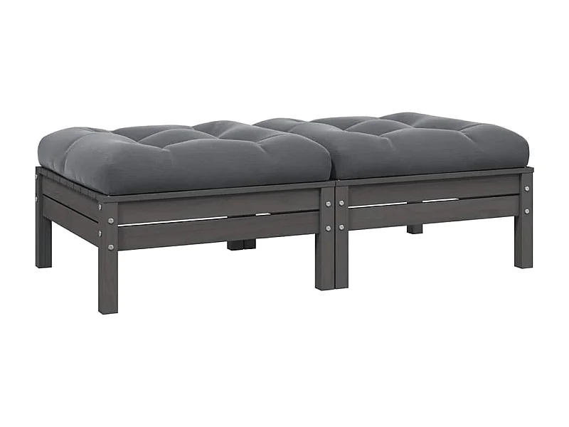 2-Sitzer-Gartensofa mit Kissen Grau Massivholz Kiefer