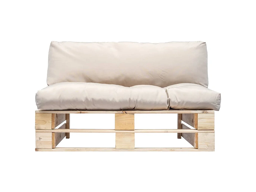 Divano da Giardino a Pallet con Cuscini Sabbia in Legno di Pino