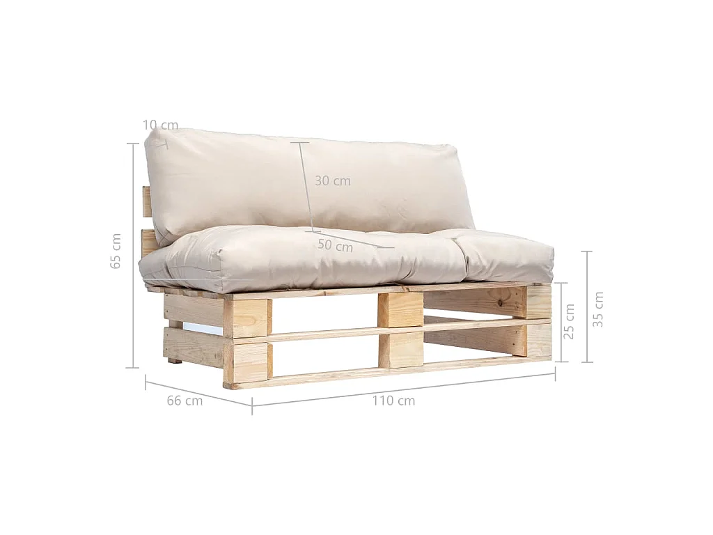 Divano da Giardino a Pallet con Cuscini Sabbia in Legno di Pino
