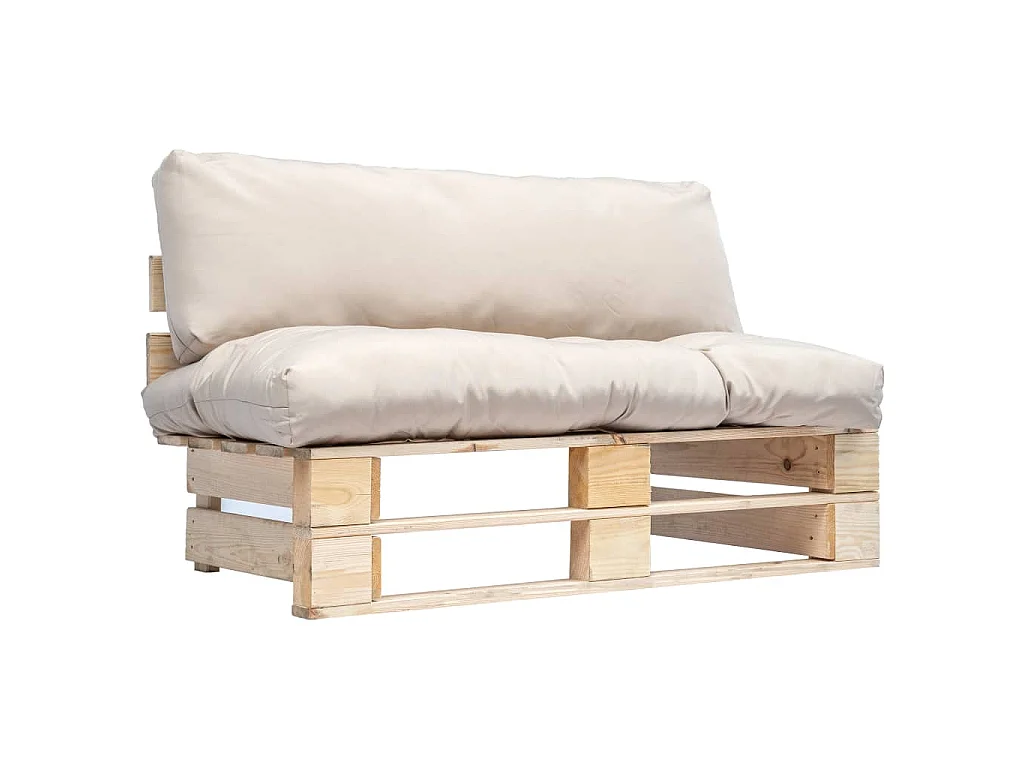 Canapé de jardin palette avec coussins sable Pinède