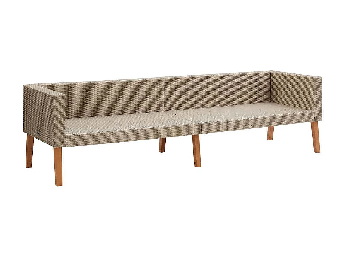 3-Sitzer-Gartensofa mit Auflagen Poly Rattan Beige