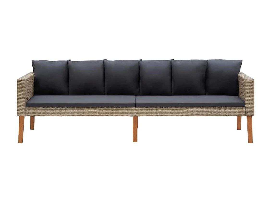 3-Sitzer-Gartensofa mit Auflagen Poly Rattan Beige