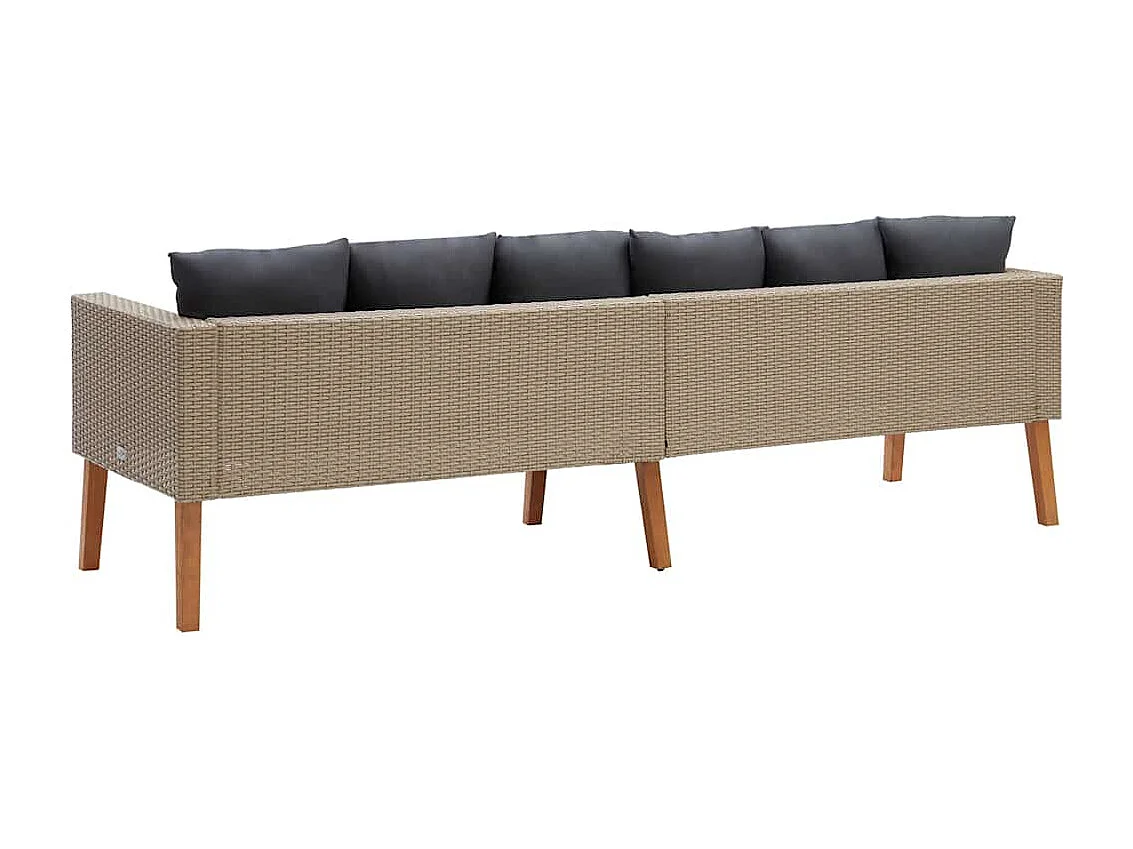 3-Sitzer-Gartensofa mit Auflagen Poly Rattan Beige