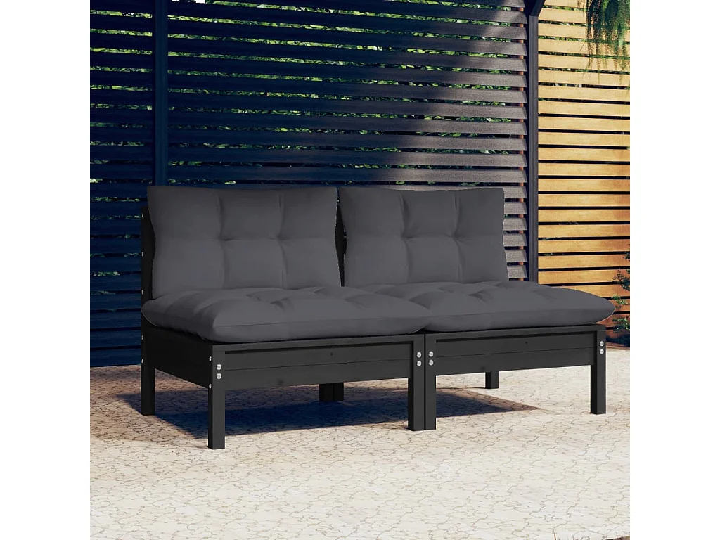 2-Sitzer-Gartensofa mit Anthrazit Kissen Massivholz Kiefer