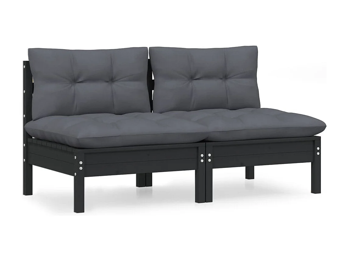 2-Sitzer-Gartensofa mit Anthrazit Kissen Massivholz Kiefer