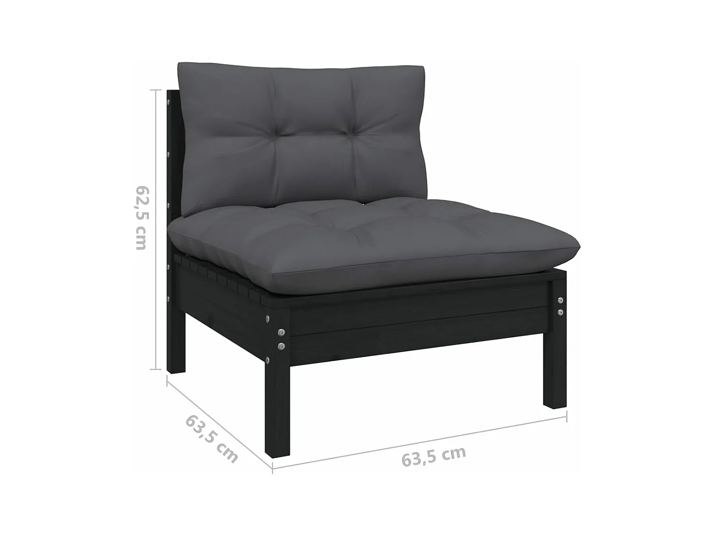 Canapé 2 places de jardin avec coussins anthracite Bois de pin