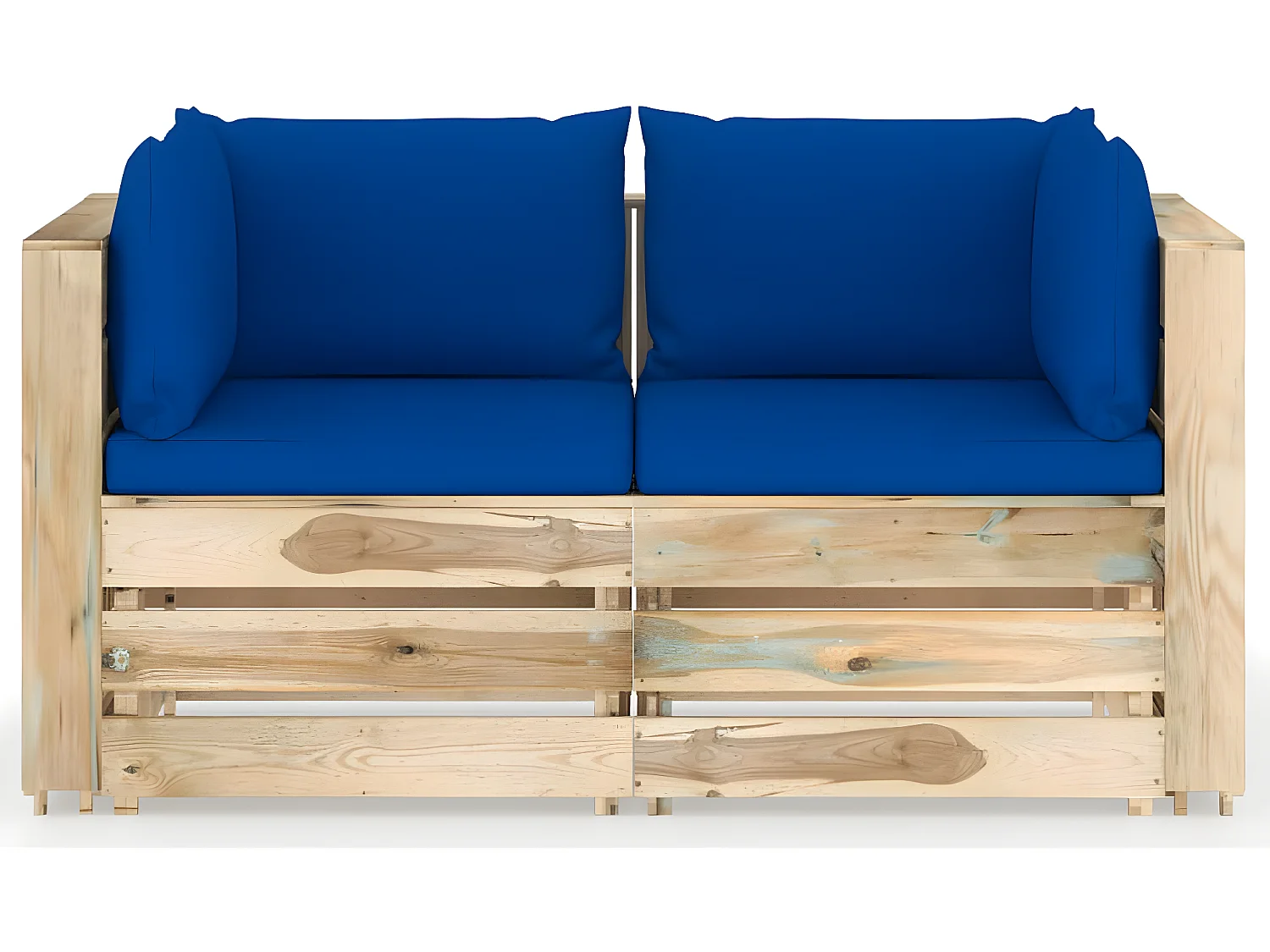 Canapé de jardin 2 places avec coussins Bois imprégné de vert