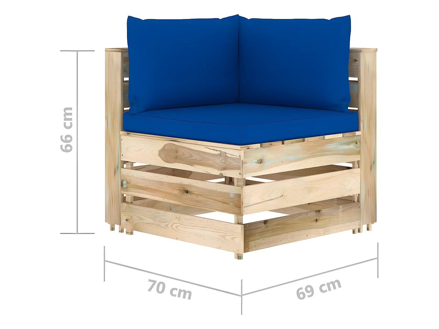 Canapé de jardin 2 places avec coussins Bois imprégné de vert