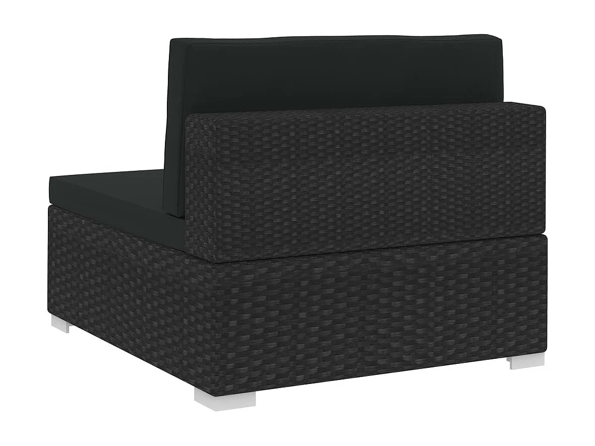 Salon de jardin 4 pcs avec coussins résine tressée noir