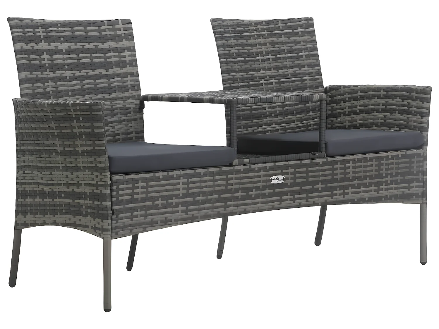 Canapé jardin 2 places et table basse Résine tressée Anthracite