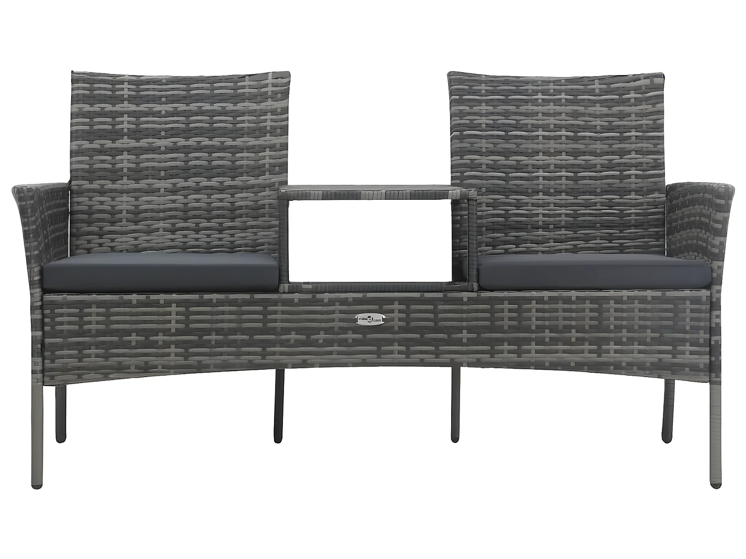 Canapé jardin 2 places et table basse Résine tressée Anthracite