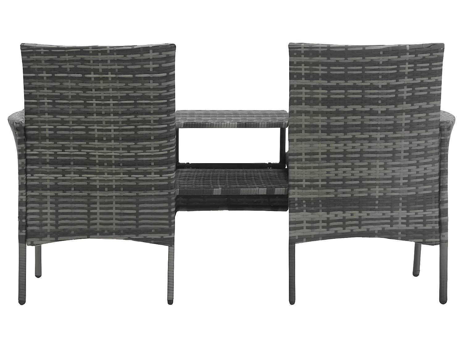 Canapé jardin 2 places et table basse Résine tressée Anthracite