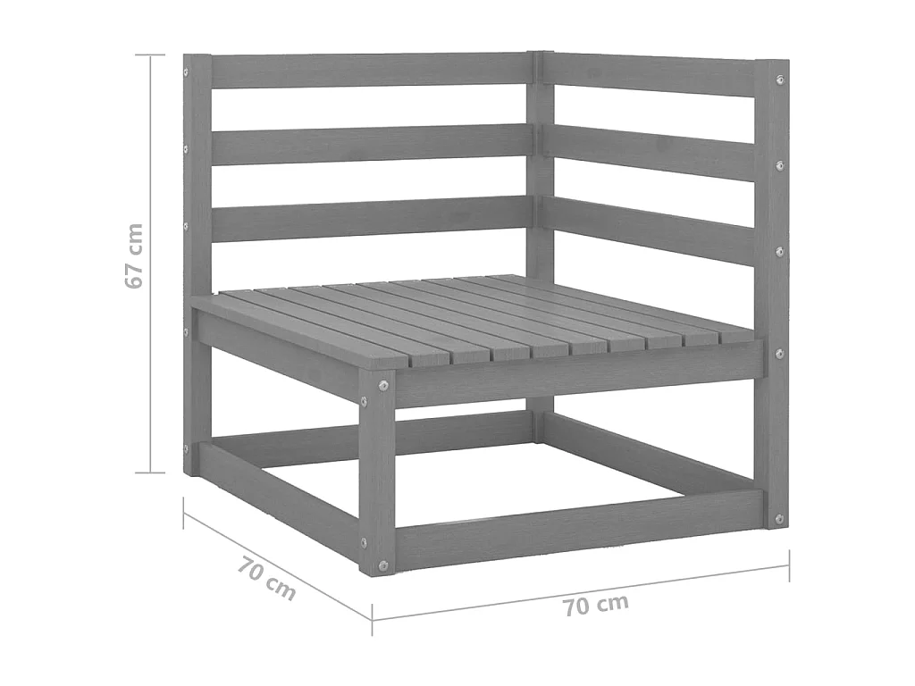 Gartensofa 2-Sitzer Grau Massivholz Kiefer