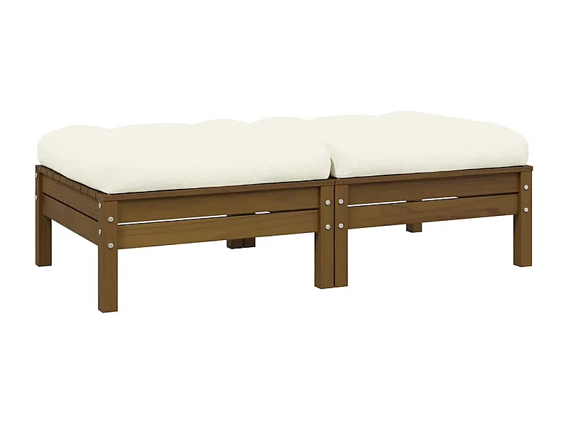 Gartensofa 2-Sitzer mit Creme Kissen Massivholz Kiefer