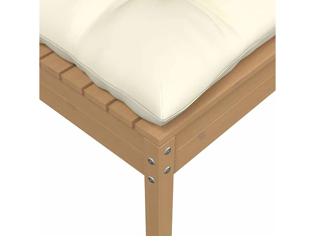 Gartensofa 2-Sitzer mit Creme Kissen Massivholz Kiefer