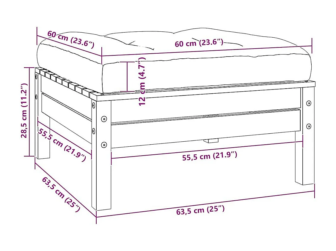 Gartensofa 2-Sitzer mit Creme Kissen Massivholz Kiefer