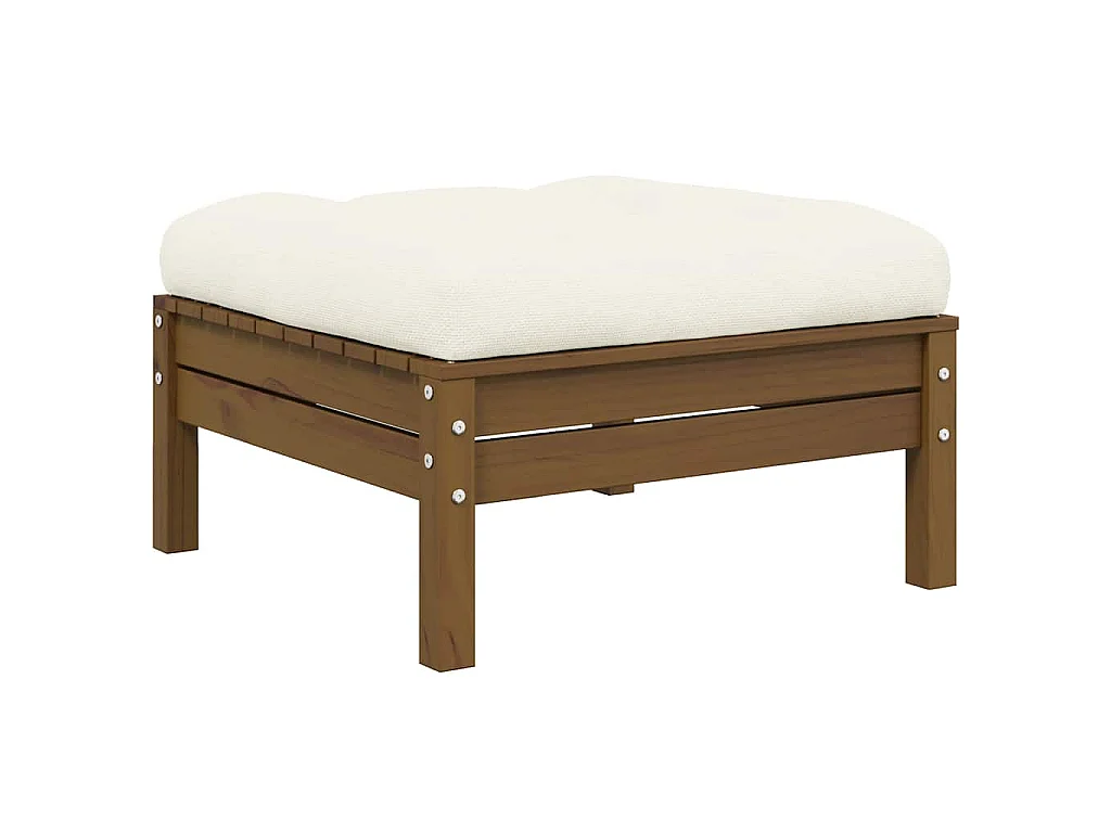 Gartensofa 2-Sitzer mit Creme Kissen Massivholz Kiefer