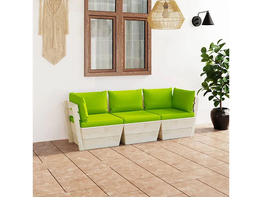 Garten-Palettensofa 3-Sitzer mit Kissen Fichtenholz