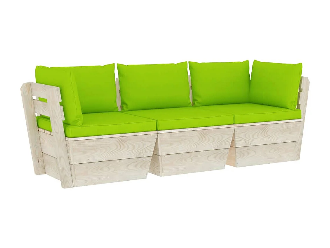Garten-Palettensofa 3-Sitzer mit Kissen Fichtenholz