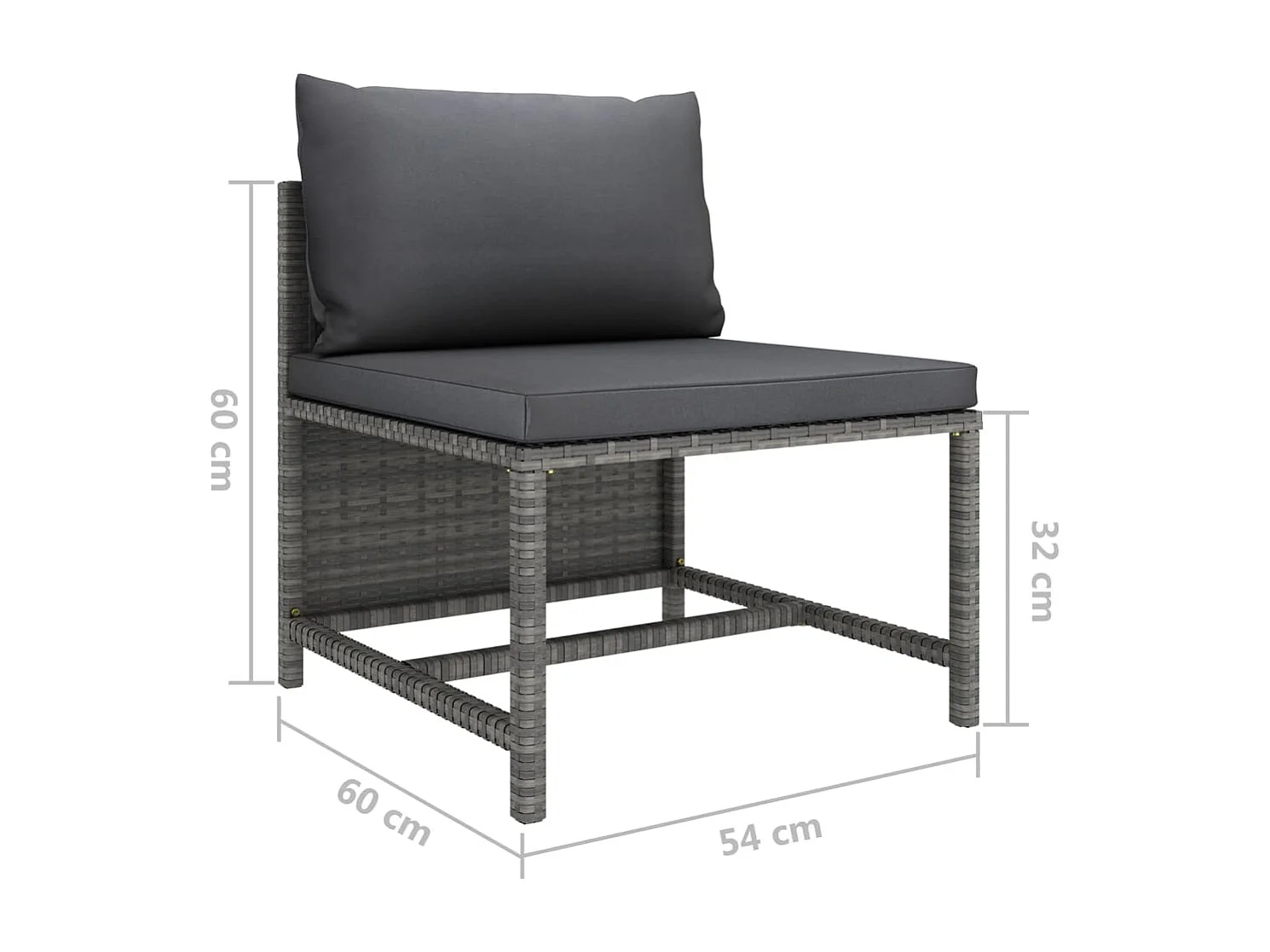 Canapé de jardin à 4 places avec coussins Gris Résine tressée