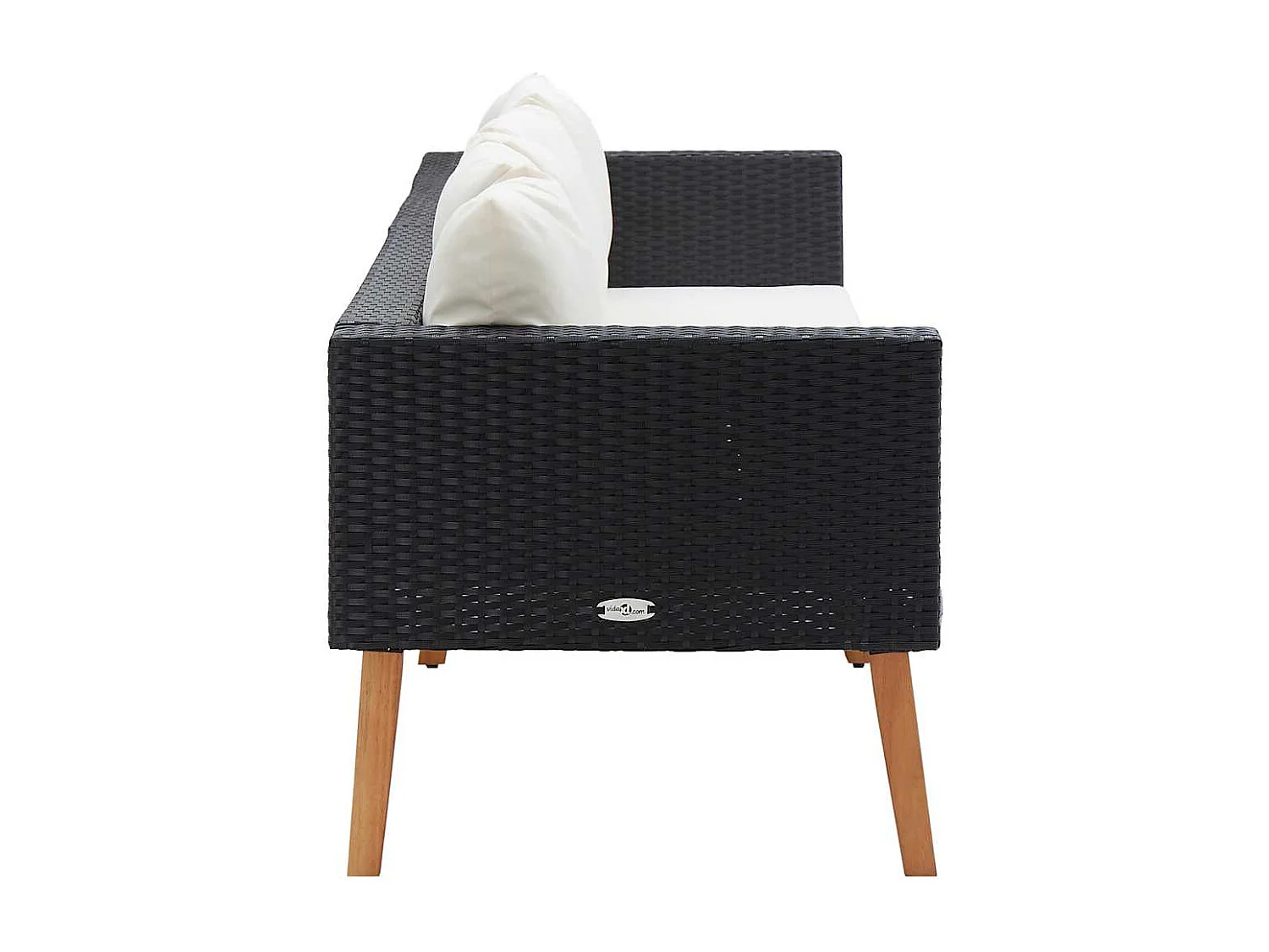 3-Sitzer-Gartensofa mit Auflagen Poly Rattan Schwarz