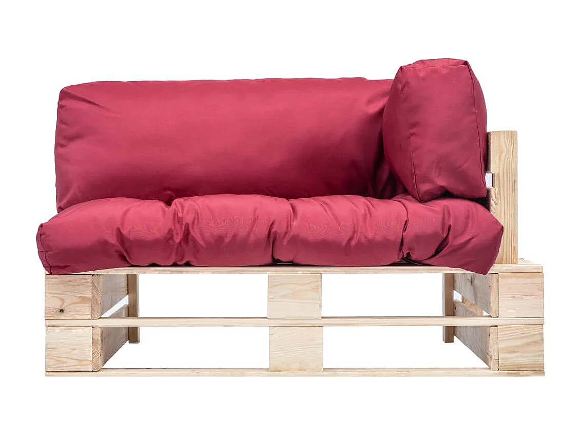 Tuinbank pallet met rode kussens grenenhout