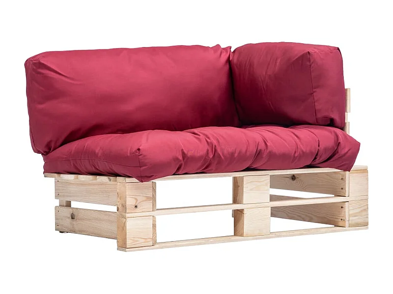 Outdoor-Sofa Paletten mit Kissen in Rot Kiefernholz