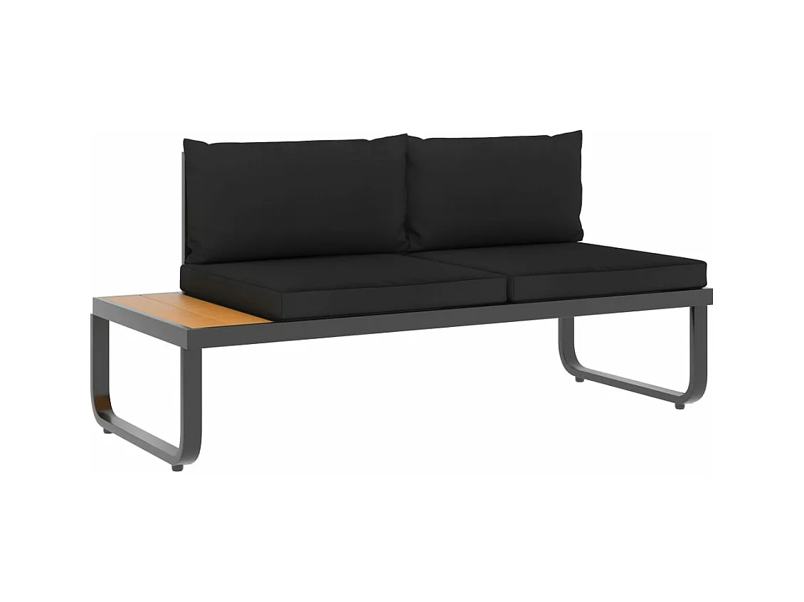 Canapé d'angle de jardin à 5 places avec coussins Aluminium WPC