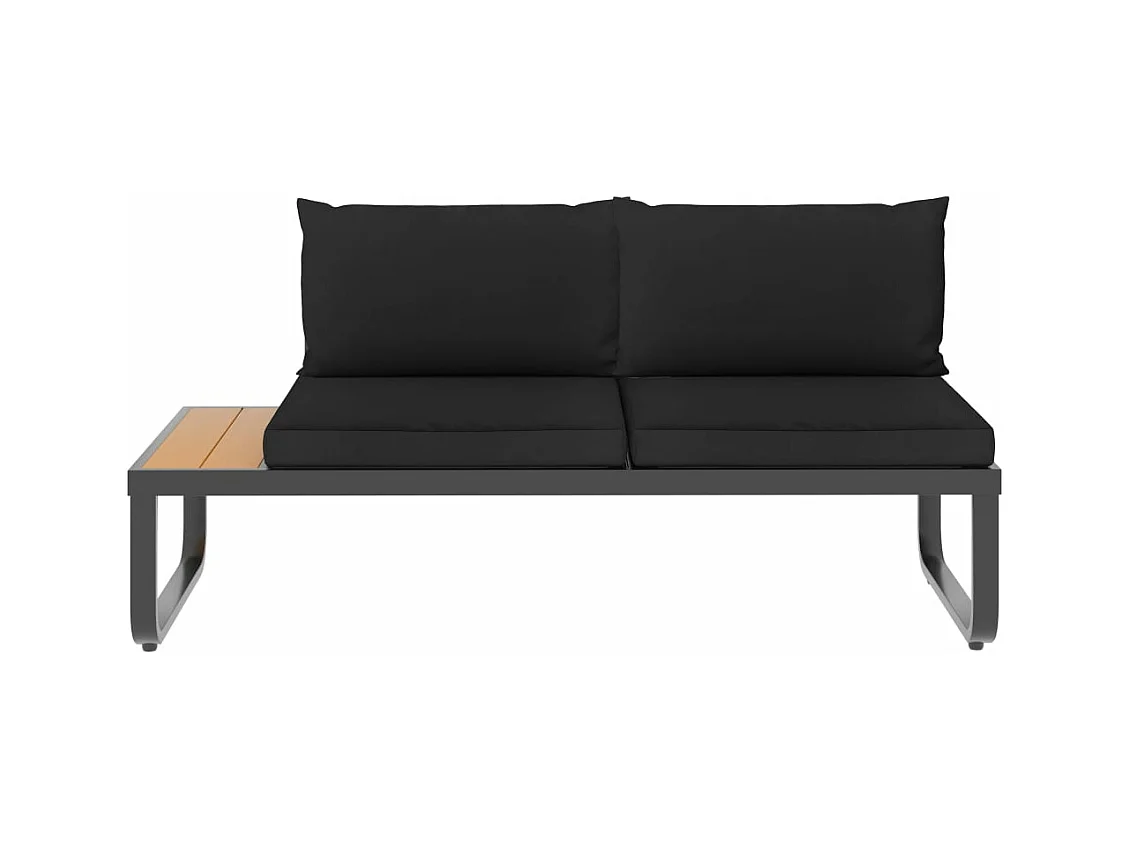 Canapé d'angle de jardin à 5 places avec coussins Aluminium WPC