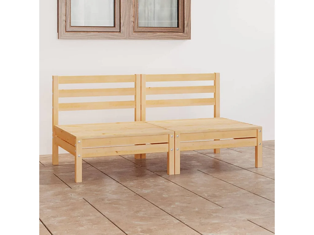 Divano da Giardino a 2 Posti in Legno Massello di Pino