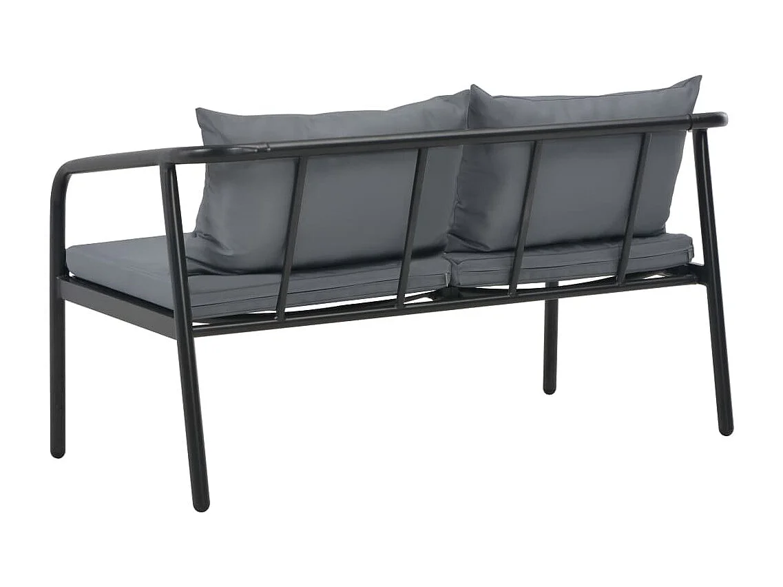 Canapé de jardin à 2 places avec coussins Gris Aluminium