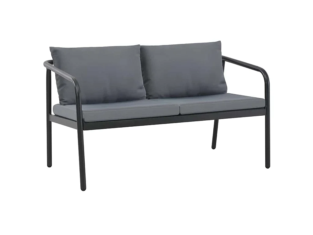 Canapé de jardin à 2 places avec coussins Gris Aluminium