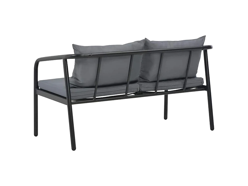 Canapé de jardin à 2 places avec coussins Gris Aluminium