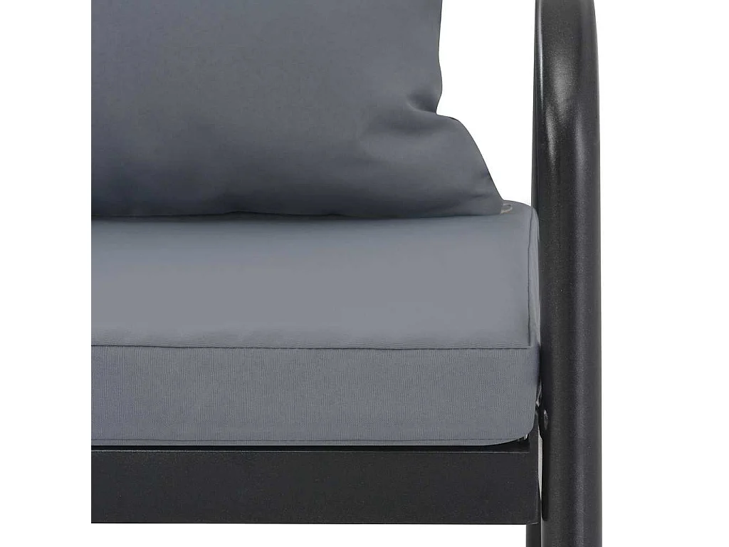 Canapé de jardin à 2 places avec coussins Gris Aluminium