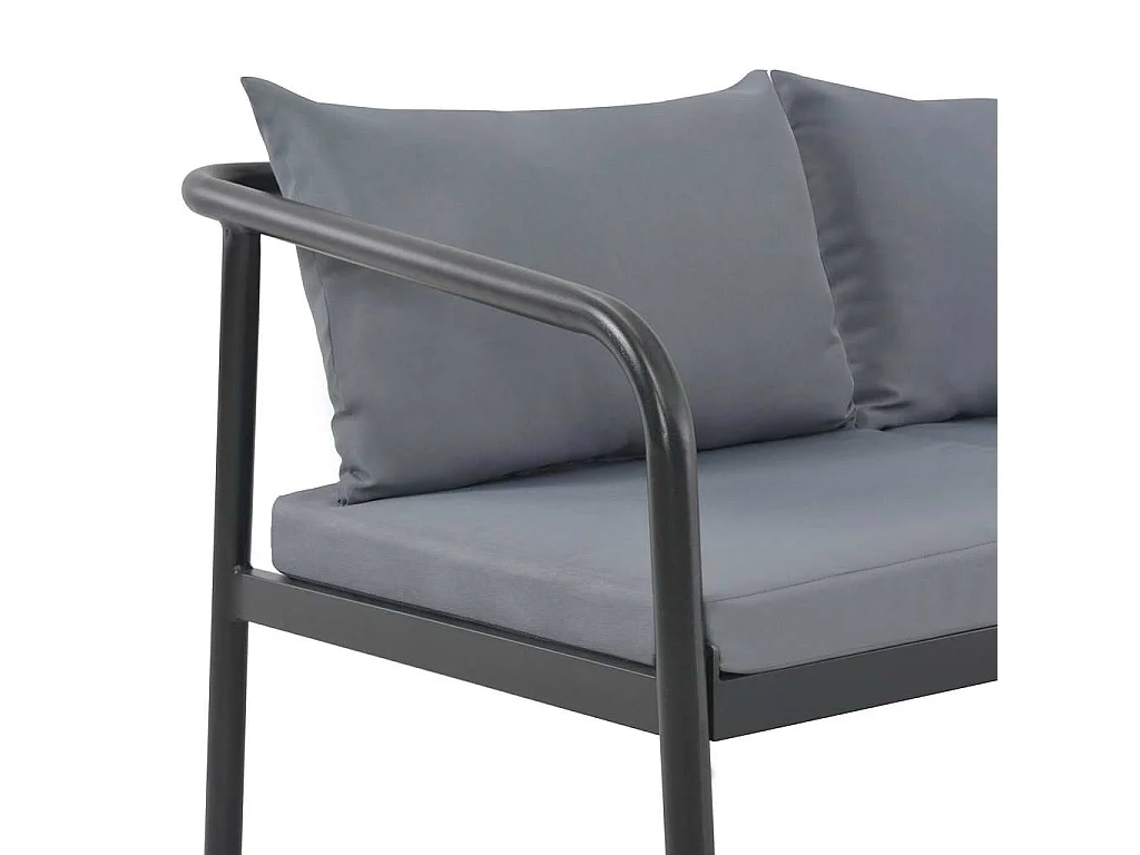 Canapé de jardin à 2 places avec coussins Gris Aluminium