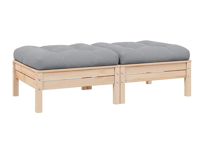 Gartensofa 2-Sitzer mit Kissen in Grau Massivholz Kiefer