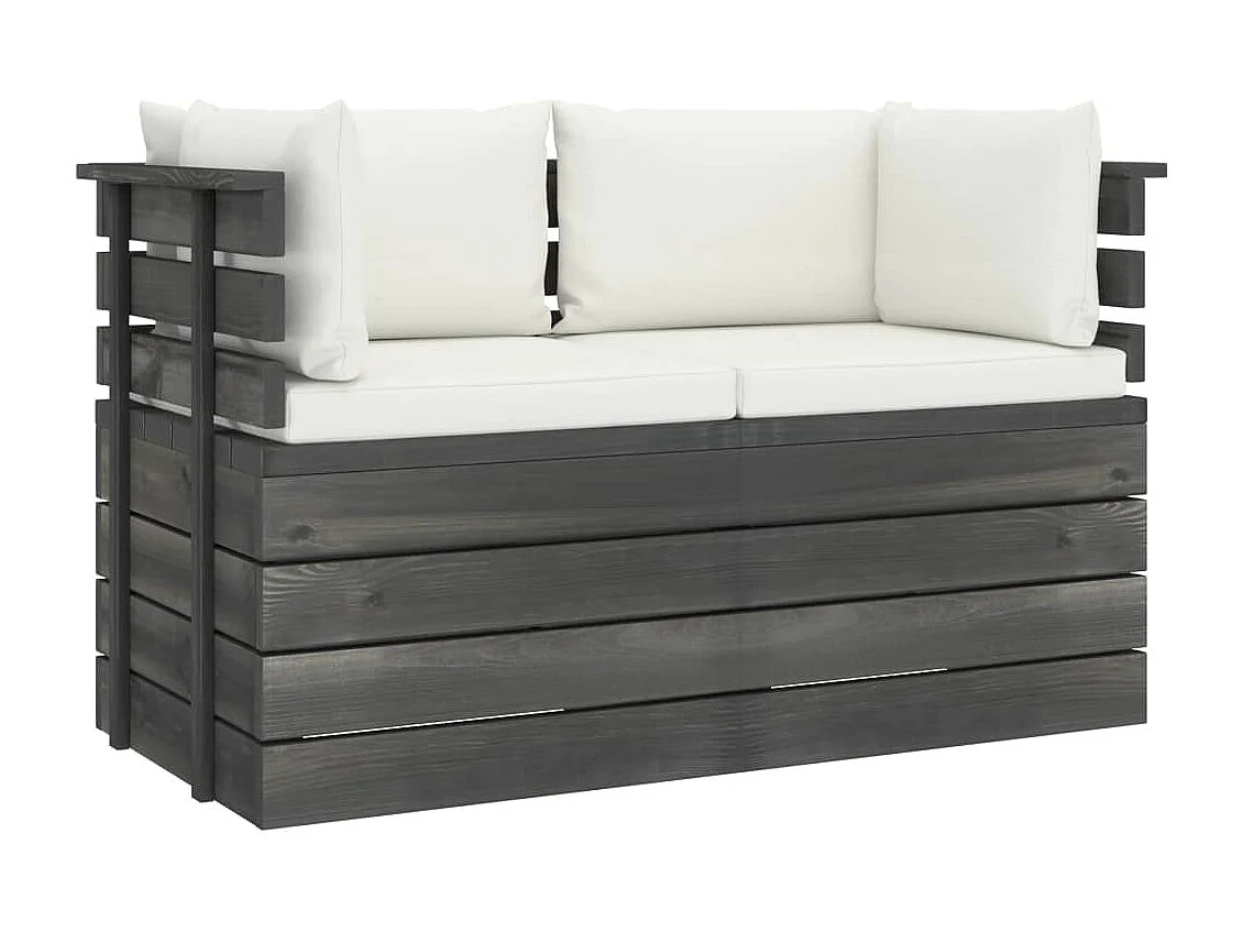 Garten-Palettensofa 2-Sitzer mit Kissen Kiefer Massivholz