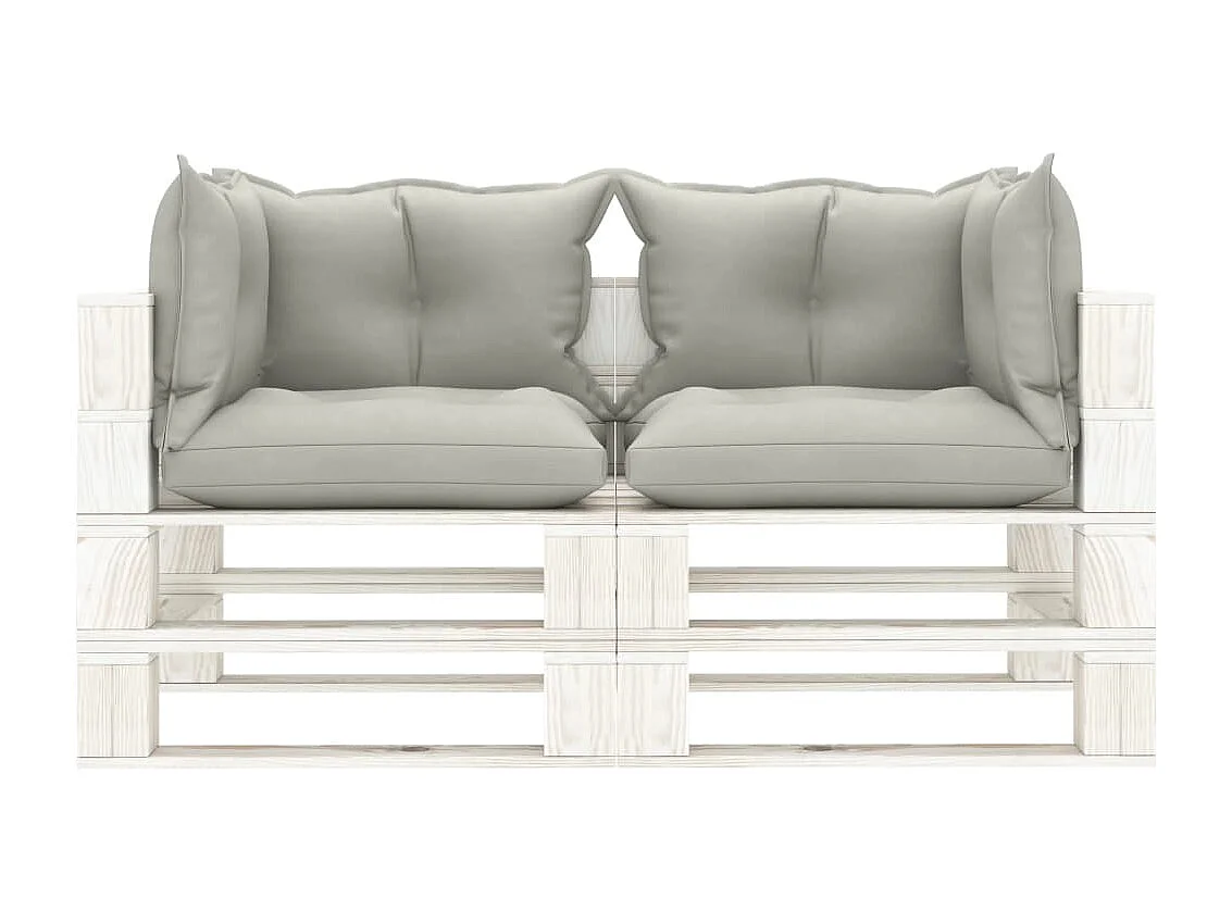 Canapé palette à 2 places de jardin avec coussins taupe Bois