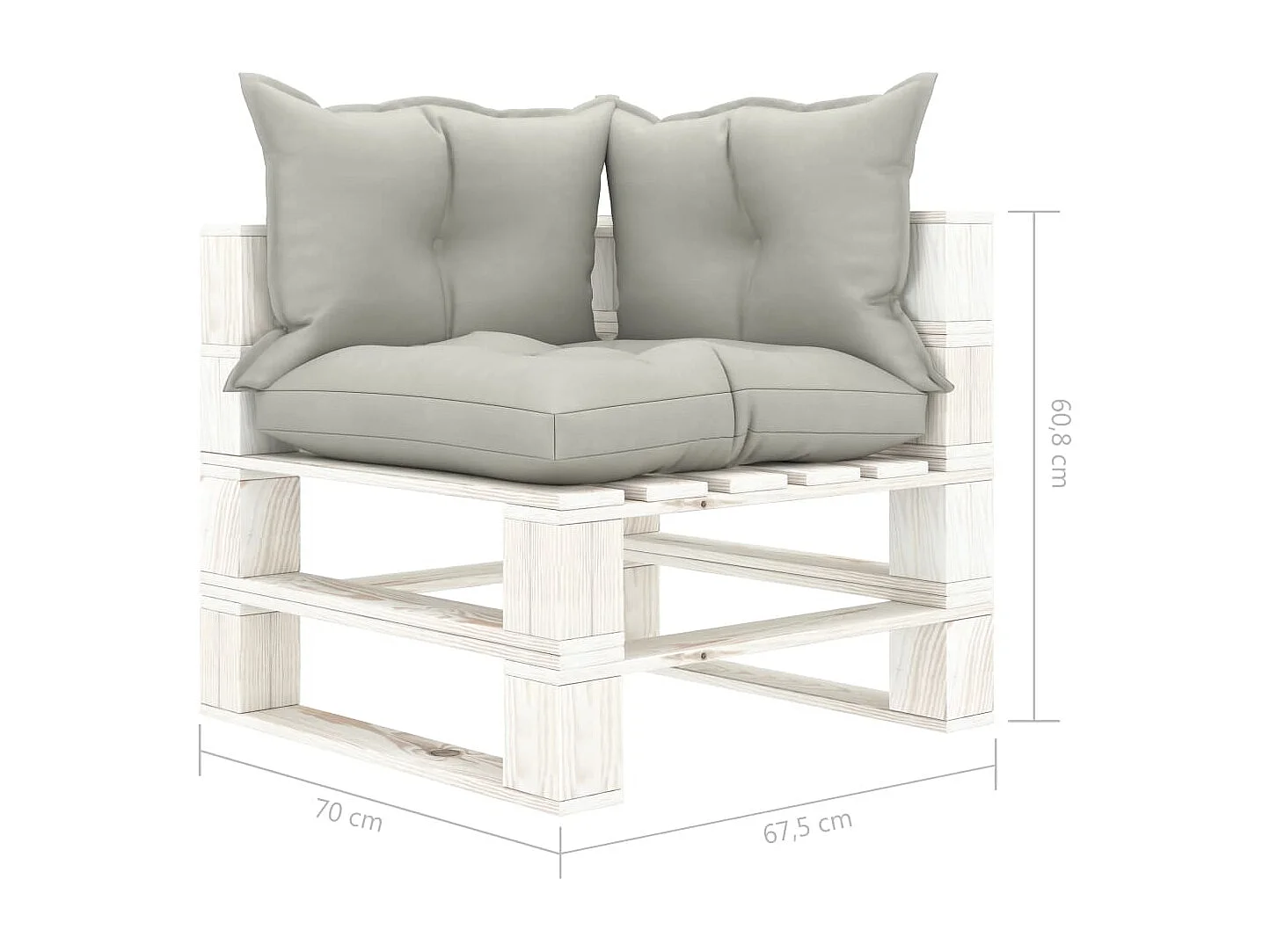 Canapé palette à 2 places de jardin avec coussins taupe Bois