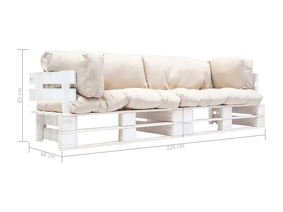 Sofás paletes jardim 2 pcs almofadões cor areia madeira pinho