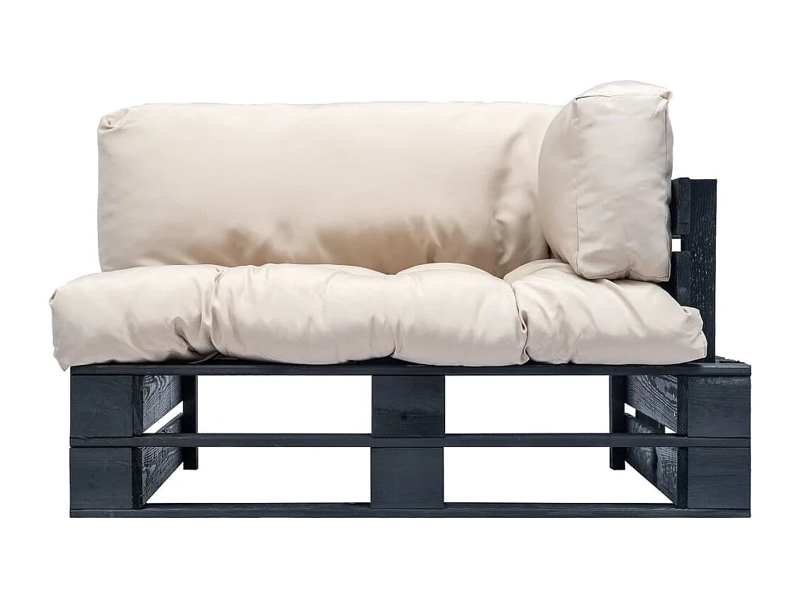 Canapé de jardin palette avec coussins sable Pinède